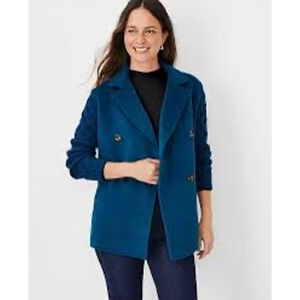 ANN TAYLOR | NWT Blue Petite S Cable Knit Sleeve Pea Coat